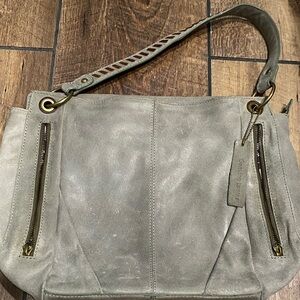 Elegant Gray Suede Shoulder Bag NINO BOSSI